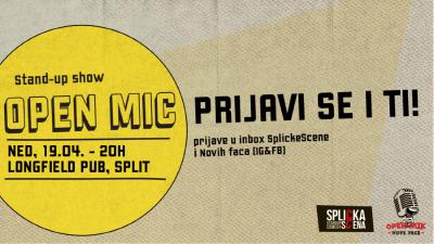 Image SplickaScena predstavlja: STAND UP: Open miK(rofon) - Novi tekst TRAVANJ - DRUGA (2.) izvedba - LONFIELD PUB