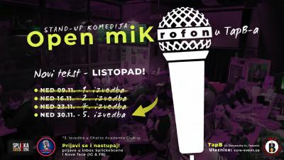 Image SplickaScena predstavlja: Open miK(rofon) novi tekst STUDENI - PETA (5). izvedba u TapB-a!