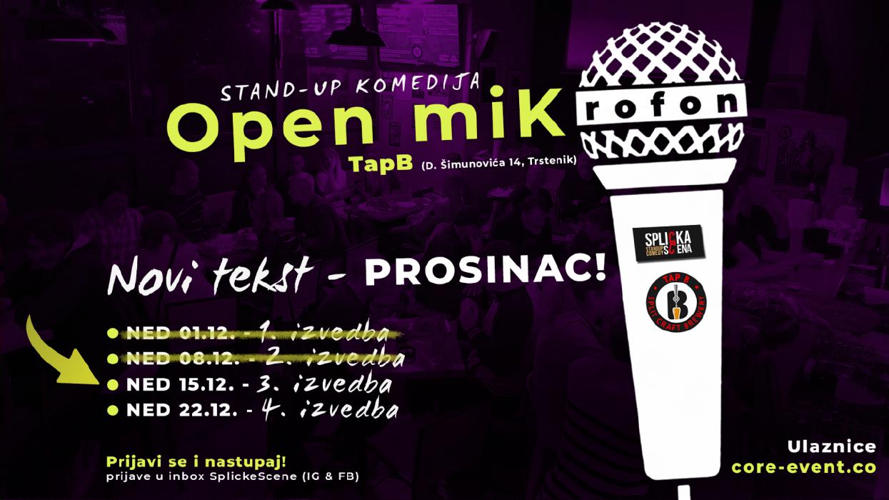 Image SplickaScena predstavlja: Open miK(rofon) u TapB- Novi tekst PROSINAC - 3. izvedba!